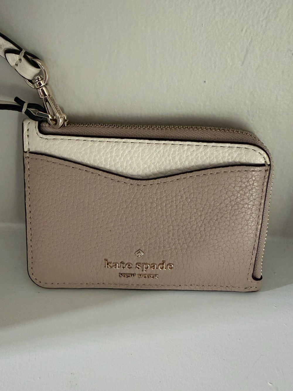 Kate Spade Wristlet Wallet Card Case Key Ring Pebbled Leather